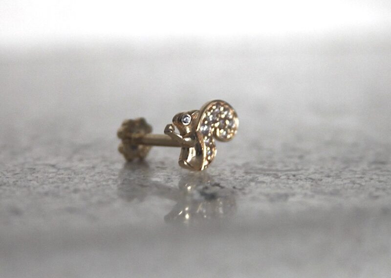 Altın Taşlı Sincap Tragus Piercing